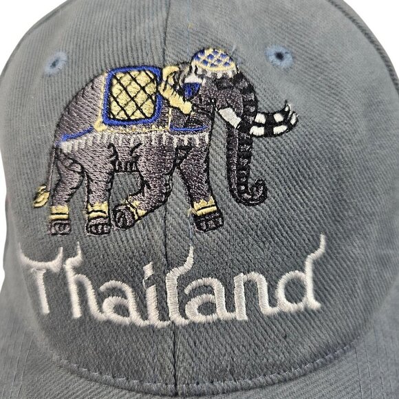 Thailand Embroidered Elephant Baseball Cap Adjustable Strap Gray Cotton Adult Ha - Picture 1 of 7